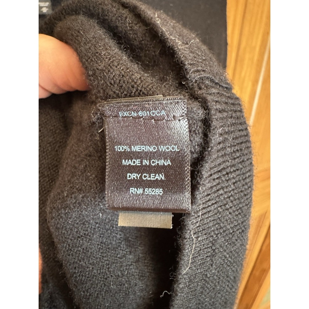 Express Merino Wool V-Neck Sweater Black Men's Medium Extra Fine Knit - Picture 3 of 5